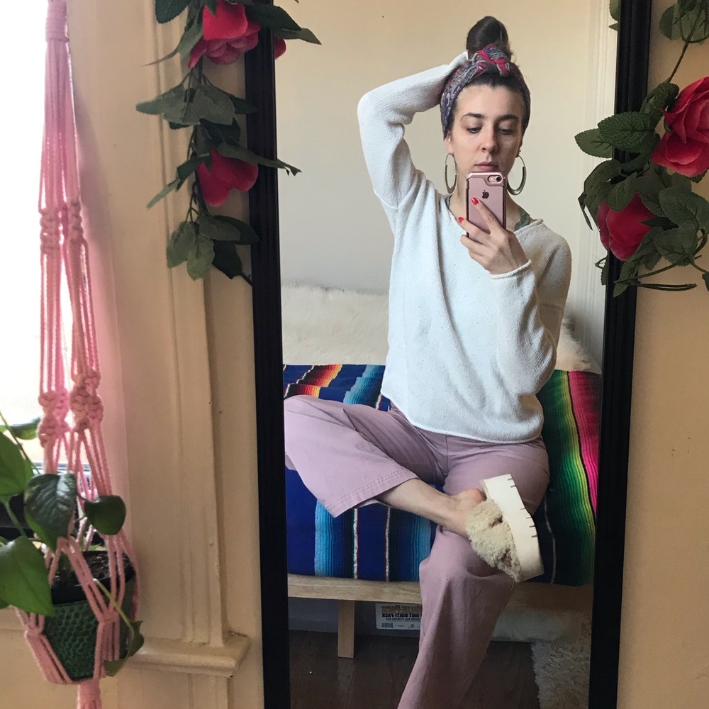 Knit White Multicolor Speckle Uniqlo Sweater